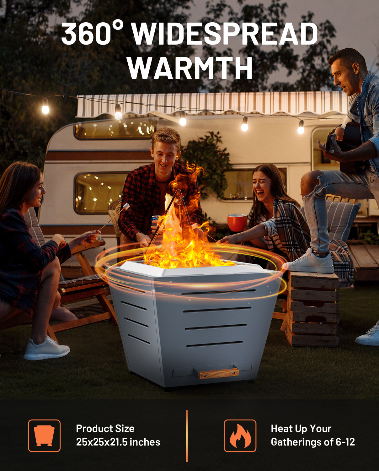 25 In Smokeless Fire Pit, Slatted