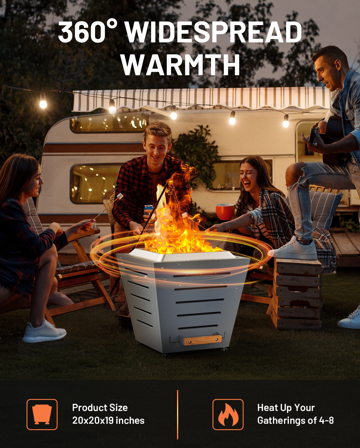 20 In Smokeless Fire Pit, Slatted