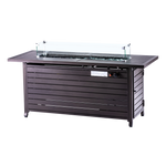 Rectangular Fire Pit Table With Stainless Steel Burner & Glass Wind Guard - Mocha