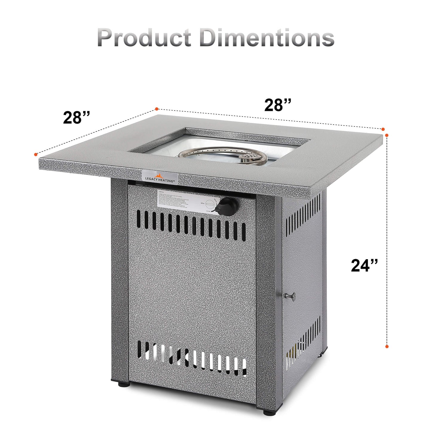 28 In Gas Fire Pit - Sliver