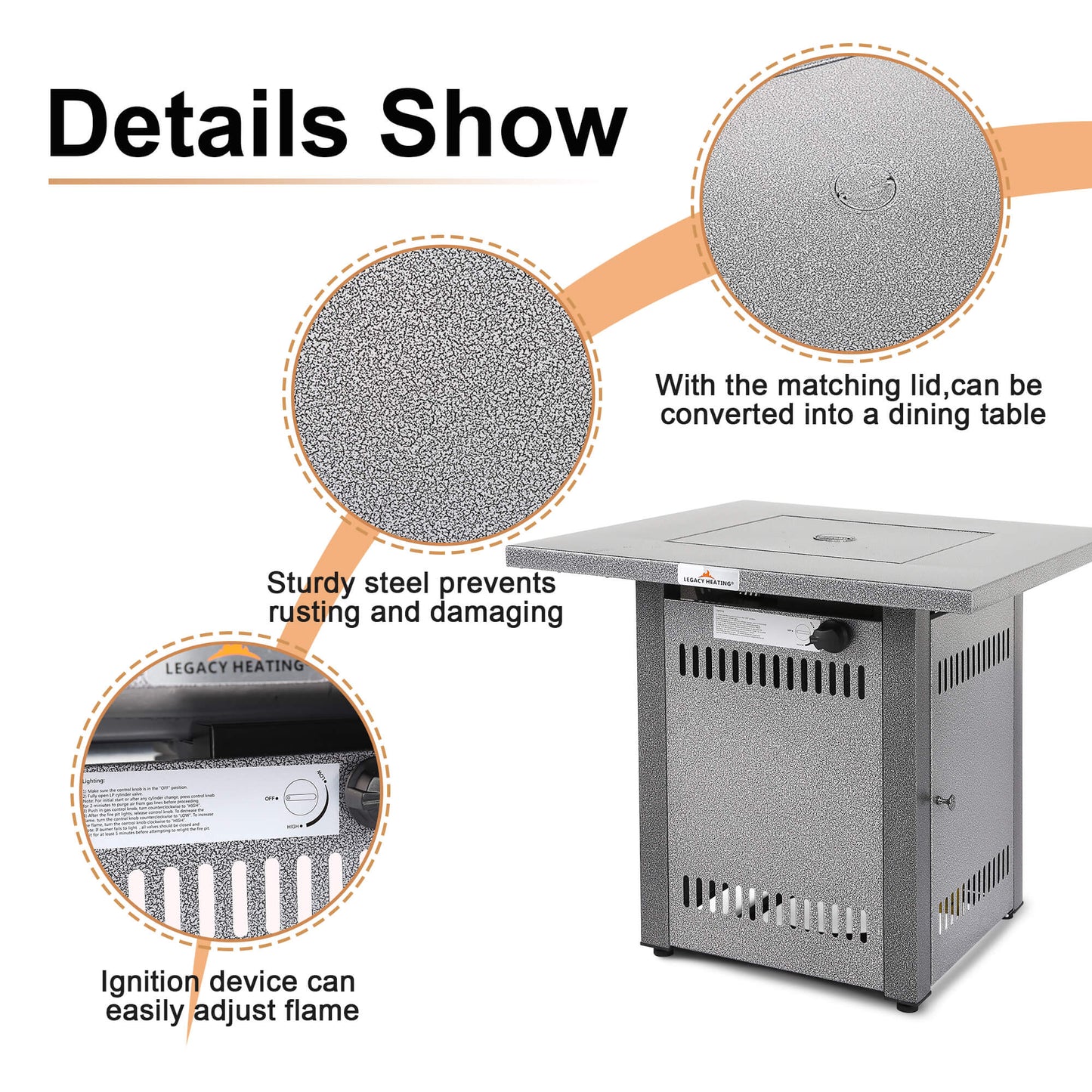 28 In Gas Fire Pit - Sliver