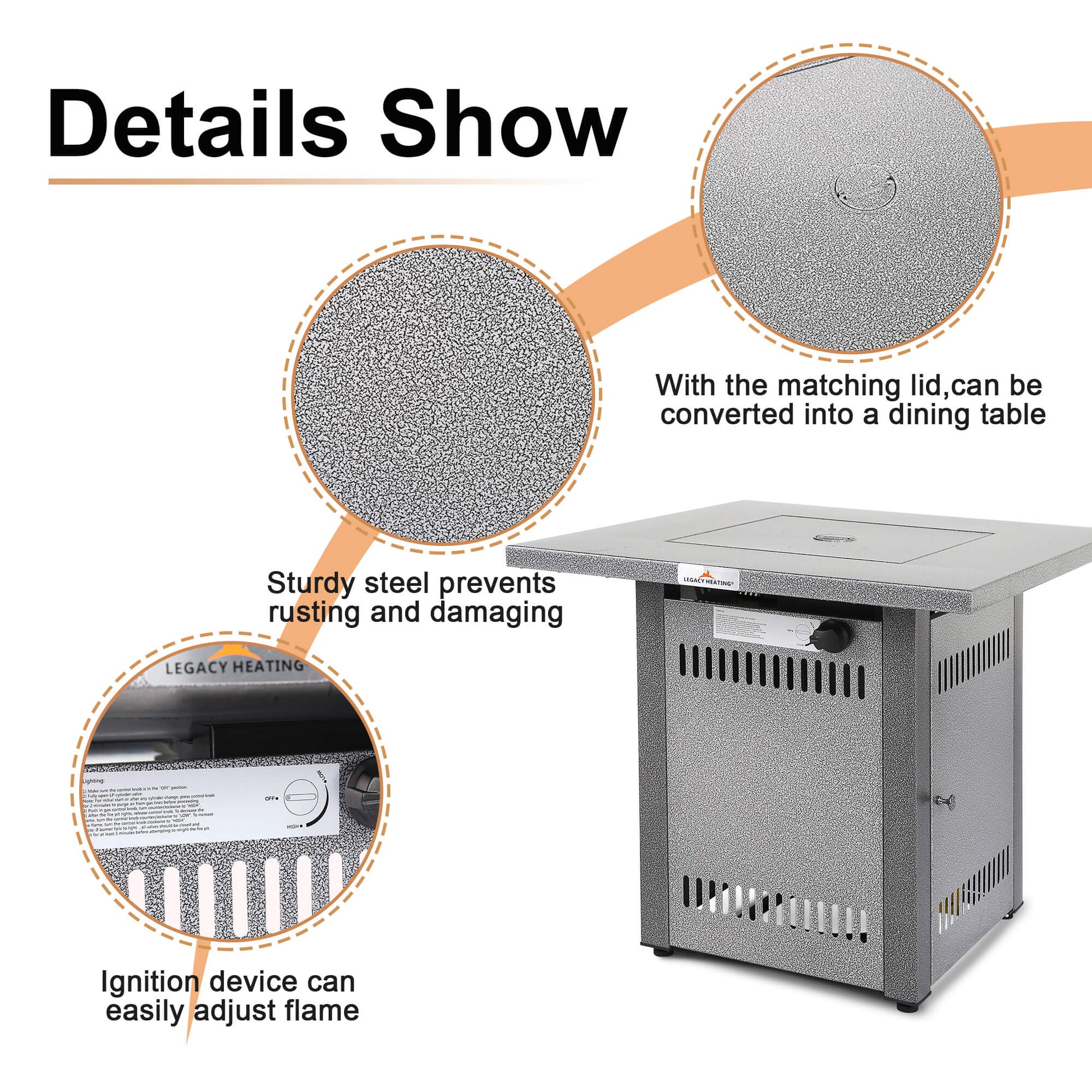 28 In Gas Fire Pit - Sliver