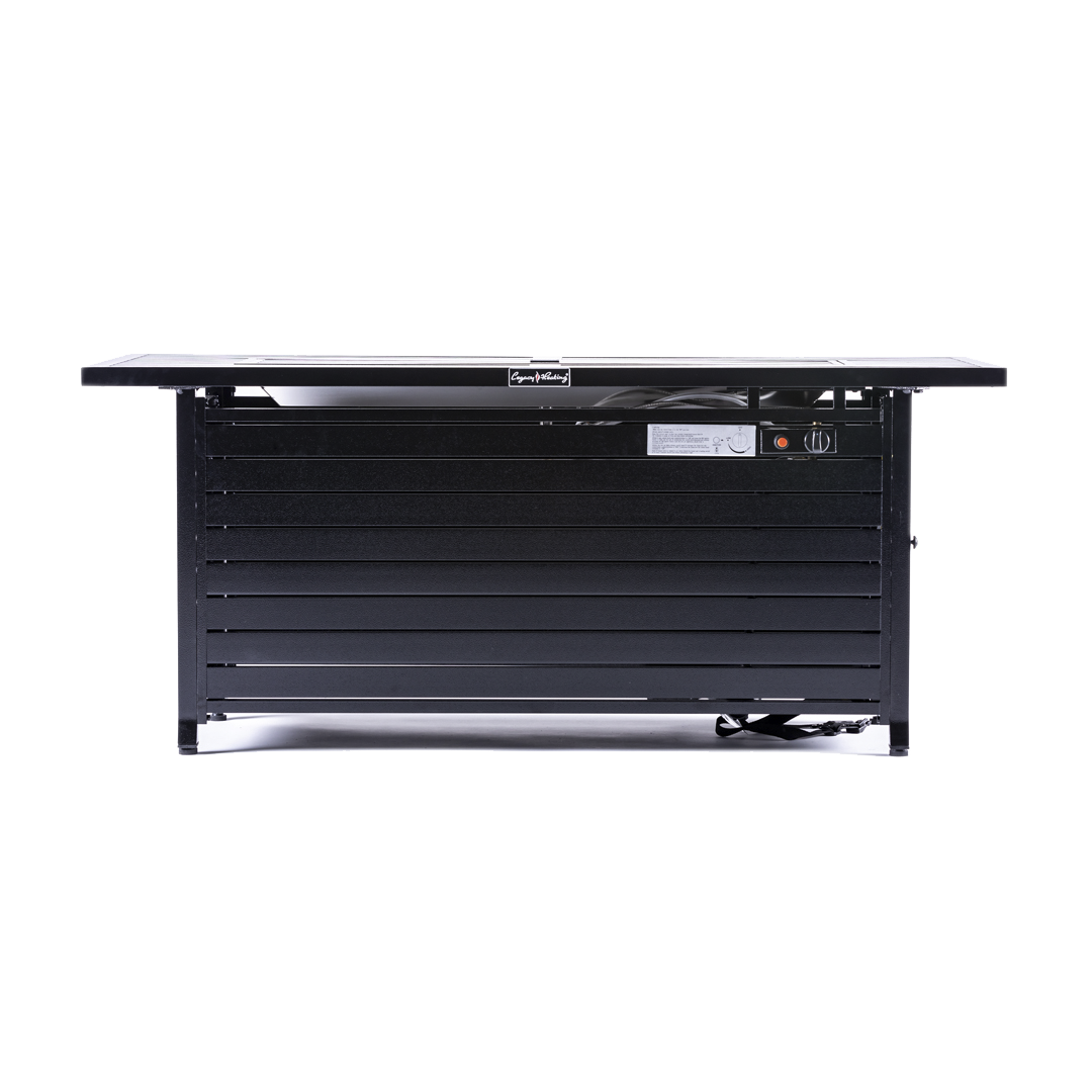 Rectangular Fire Pit Table With Stainless Steel Burner - Hammered Black