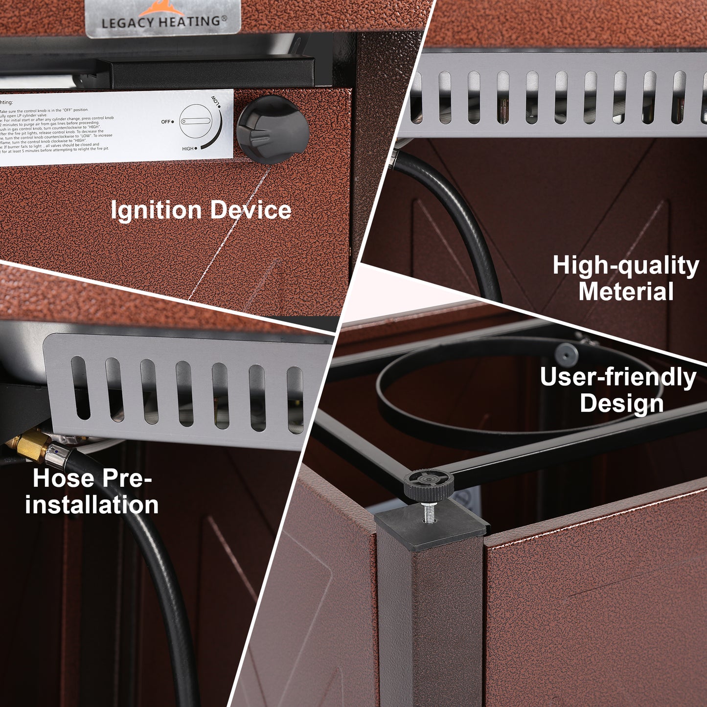 28 In Gas Fire Pit - Hammered Golden