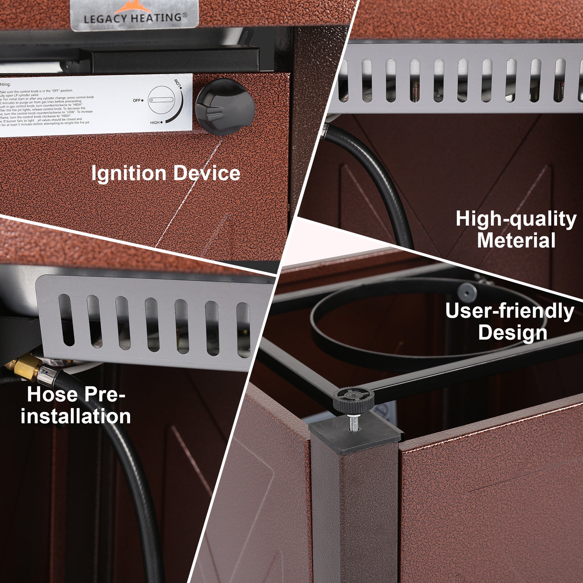 28 In Gas Fire Pit - Hammered Golden