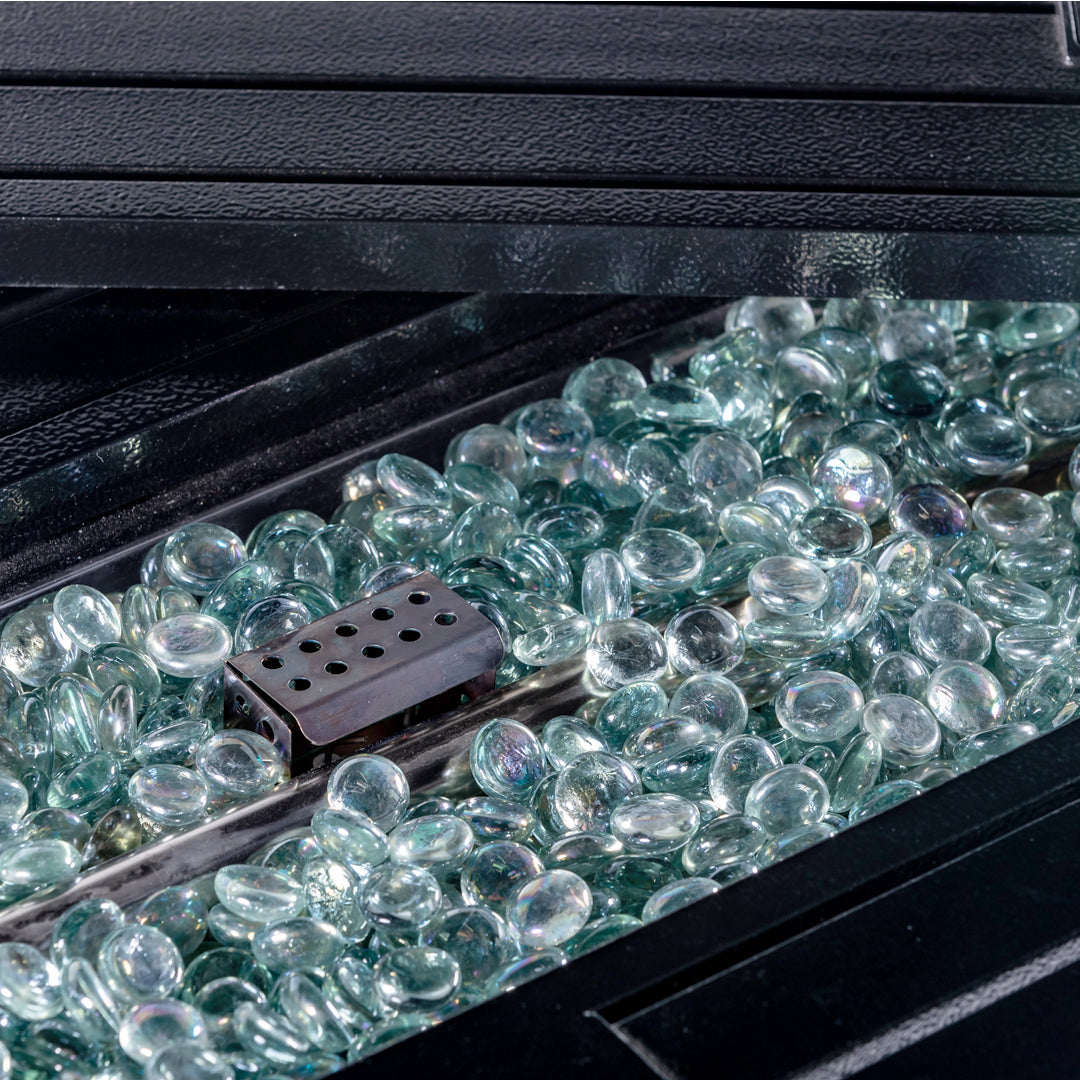 Rectangular Fire Pit Table With Stainless Steel Burner - Hammered Black