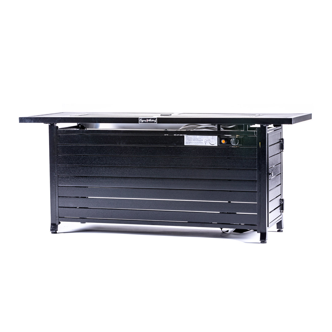 Rectangular Fire Pit Table With Stainless Steel Burner - Hammered Black