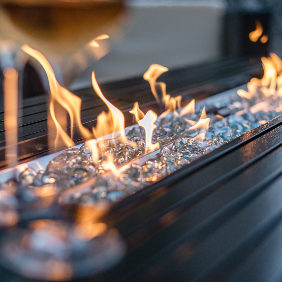 Rectangular Fire Pit Table With Stainless Steel Burner - Hammered Black