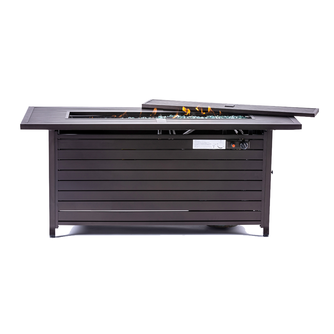 Rectangular Fire Pit Table With Stainless Steel Burner - Mocha