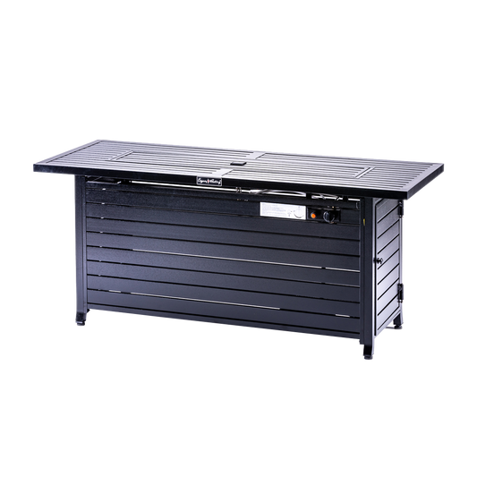 Rectangular Fire Pit Table With Stainless Steel Burner - Hammered Black