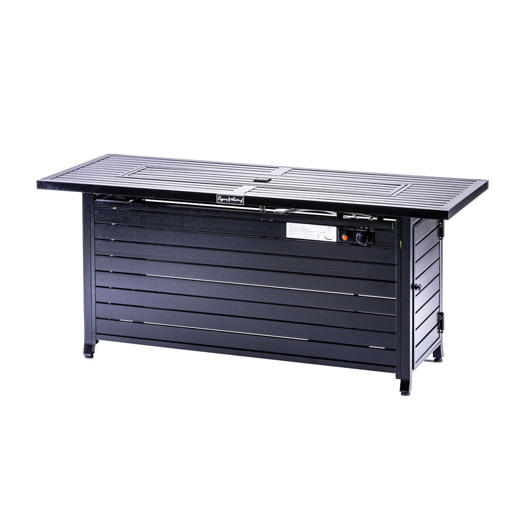 Rectangular Fire Pit Table With Stainless Steel Burner - Hammered Black