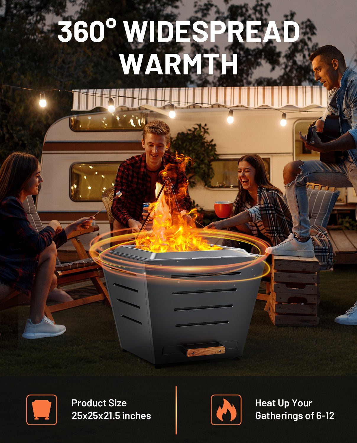 25 In Smokeless Fire Pit, Slatted