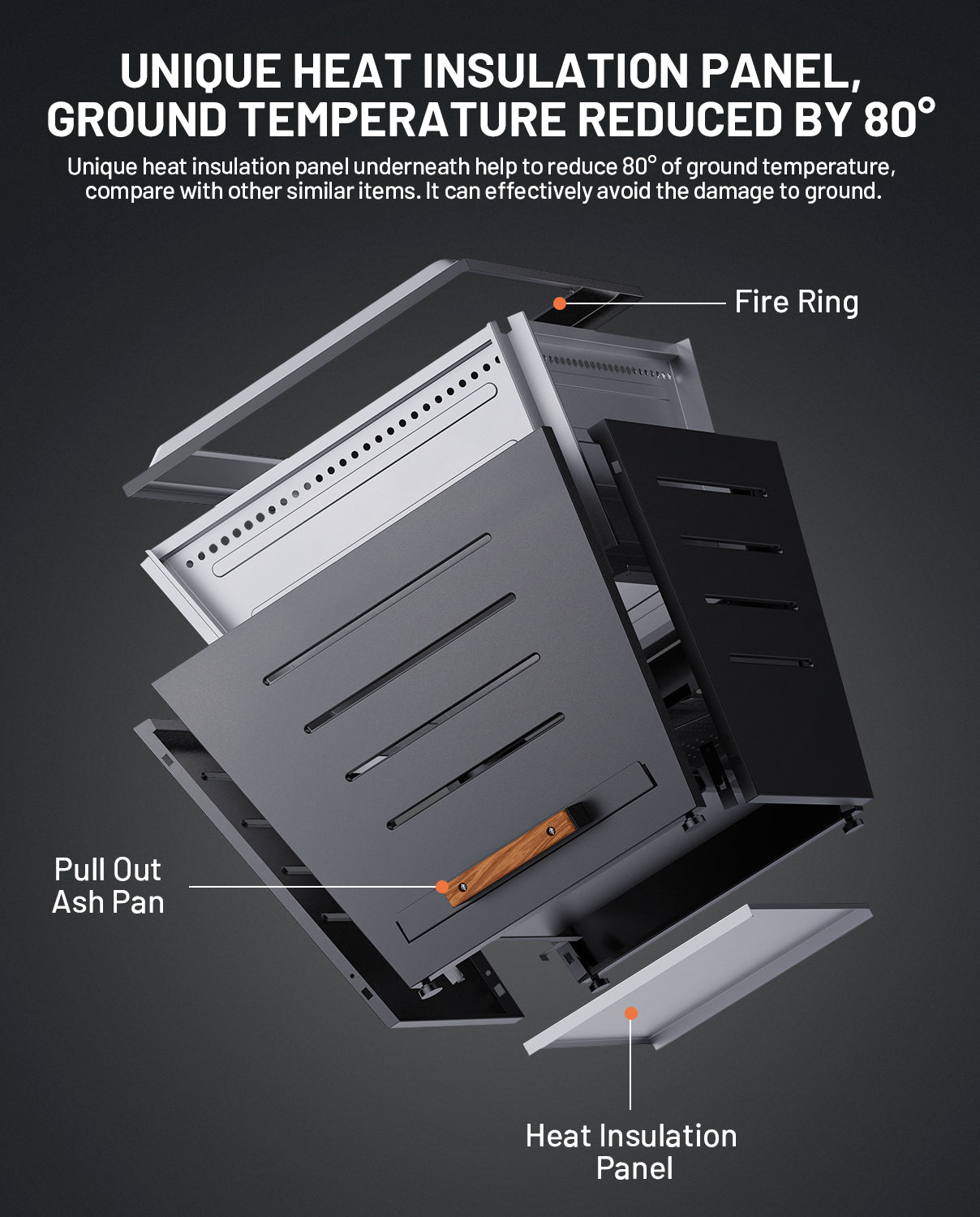 25 In Smokeless Fire Pit, Slatted