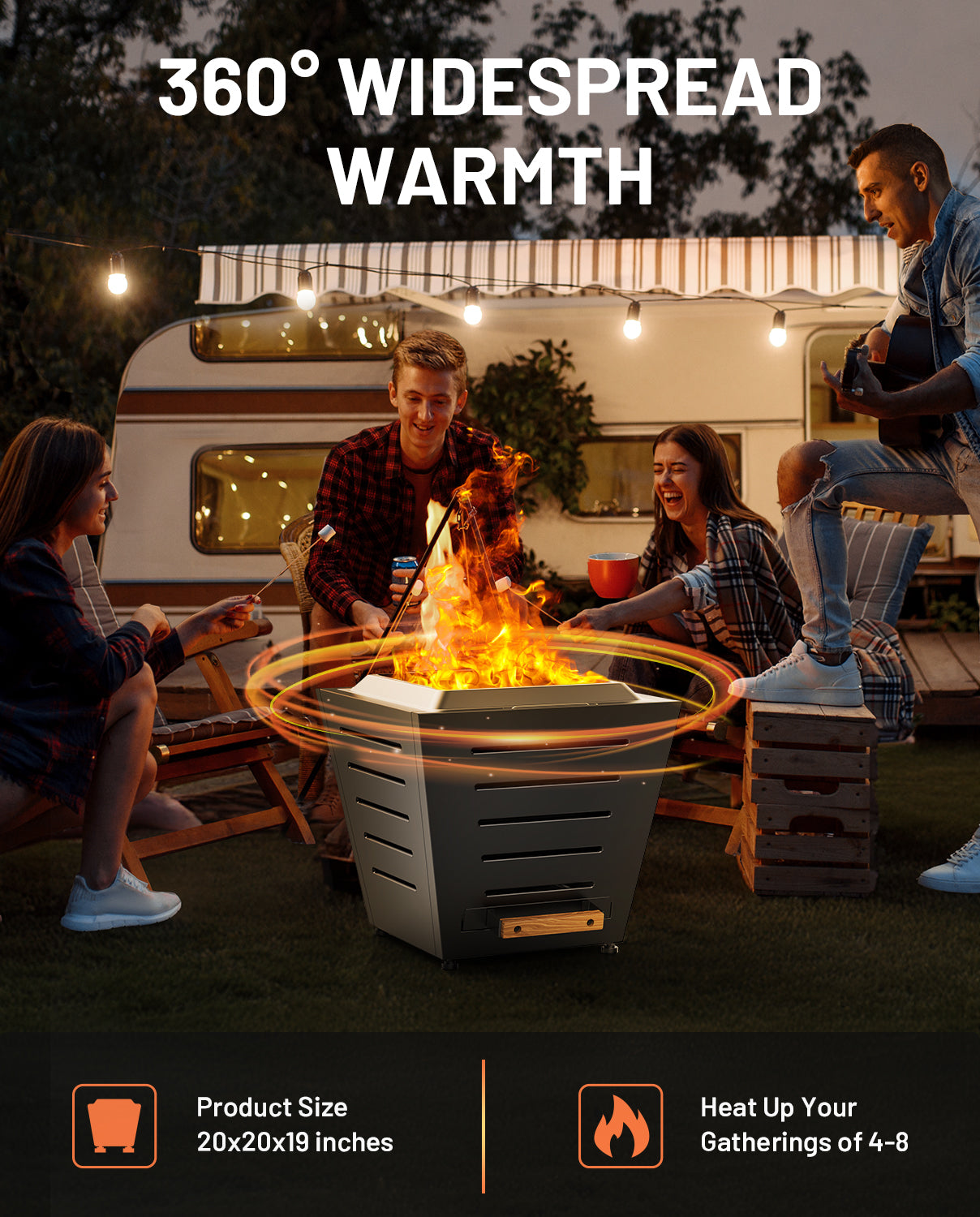 20 In Smokeless Fire Pit, Slatted