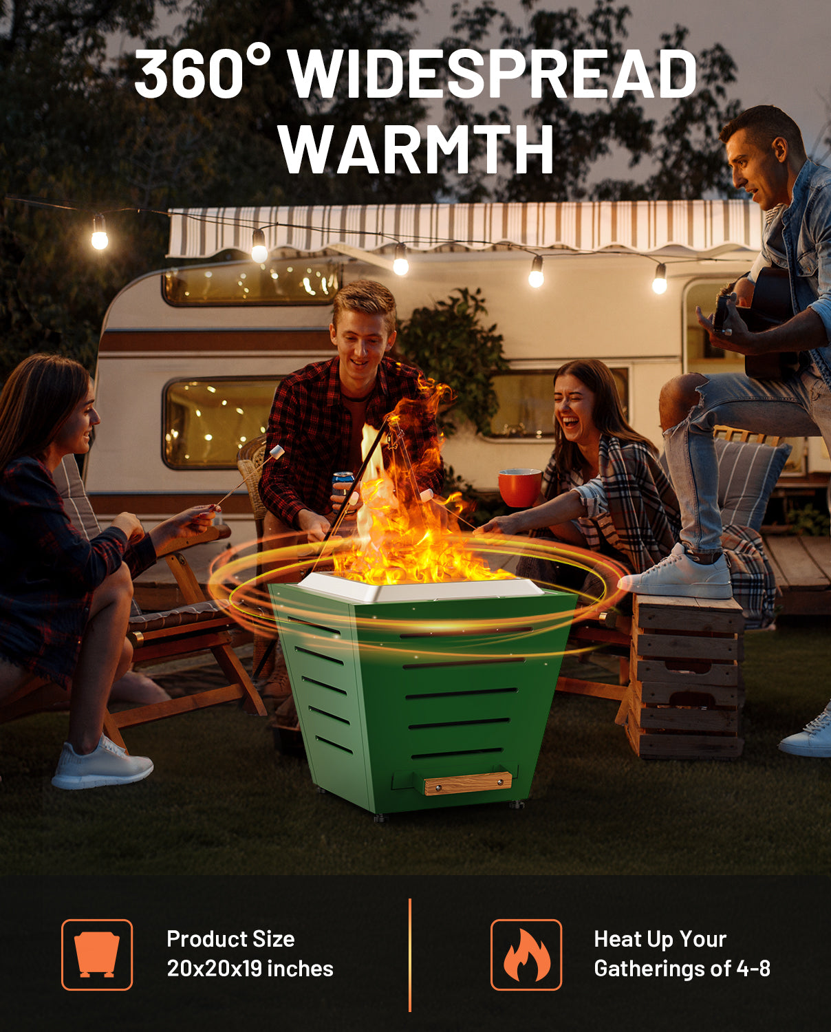 20 In Smokeless Fire Pit, Slatted