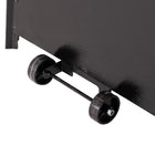 Close-up of the dual-wheel kit on the Legacy Heating CAPH-GT-S N hammered black flame patio heater for easier mobility.